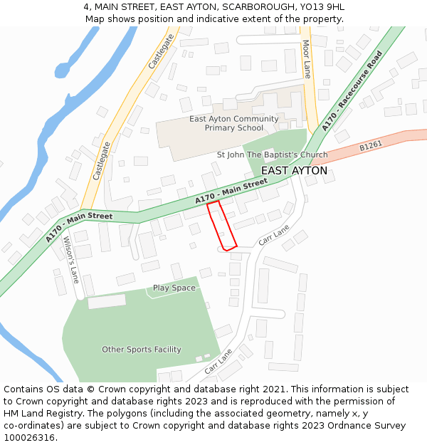 4, MAIN STREET, EAST AYTON, SCARBOROUGH, YO13 9HL: Location map and indicative extent of plot