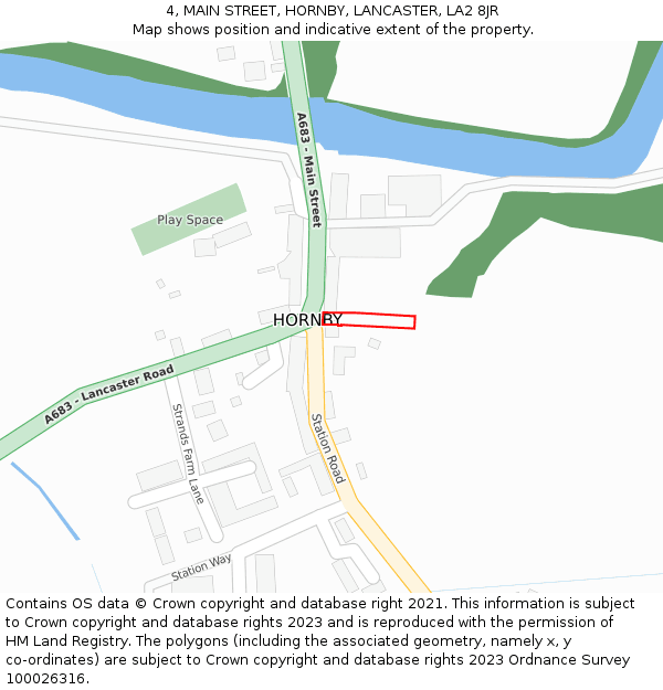 4, MAIN STREET, HORNBY, LANCASTER, LA2 8JR: Location map and indicative extent of plot