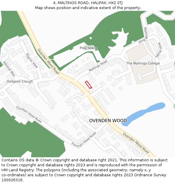 4, MALTINGS ROAD, HALIFAX, HX2 0TJ: Location map and indicative extent of plot