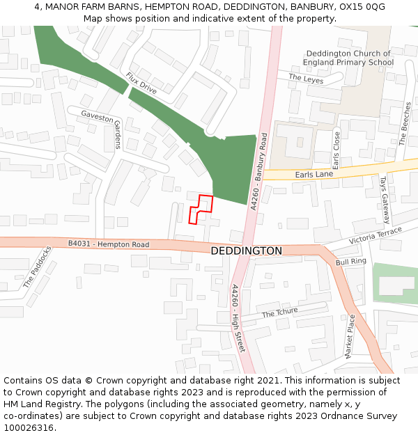 4, MANOR FARM BARNS, HEMPTON ROAD, DEDDINGTON, BANBURY, OX15 0QG: Location map and indicative extent of plot