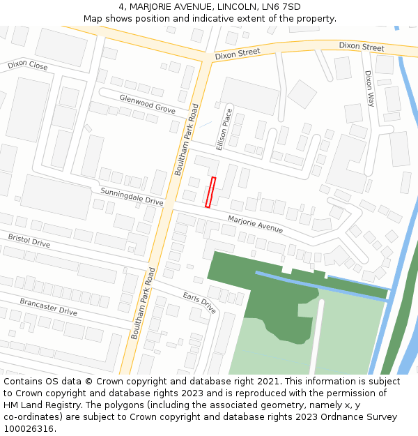 4, MARJORIE AVENUE, LINCOLN, LN6 7SD: Location map and indicative extent of plot