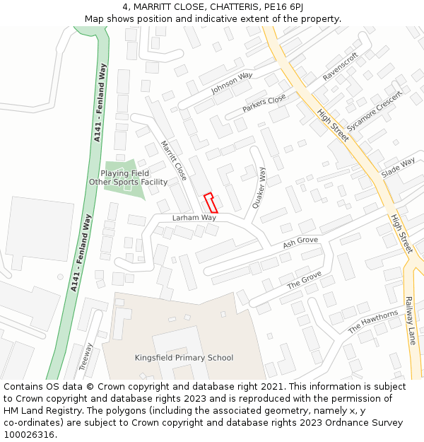 4, MARRITT CLOSE, CHATTERIS, PE16 6PJ: Location map and indicative extent of plot