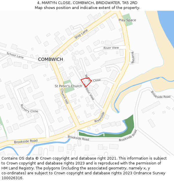 4, MARTYN CLOSE, COMBWICH, BRIDGWATER, TA5 2RD: Location map and indicative extent of plot