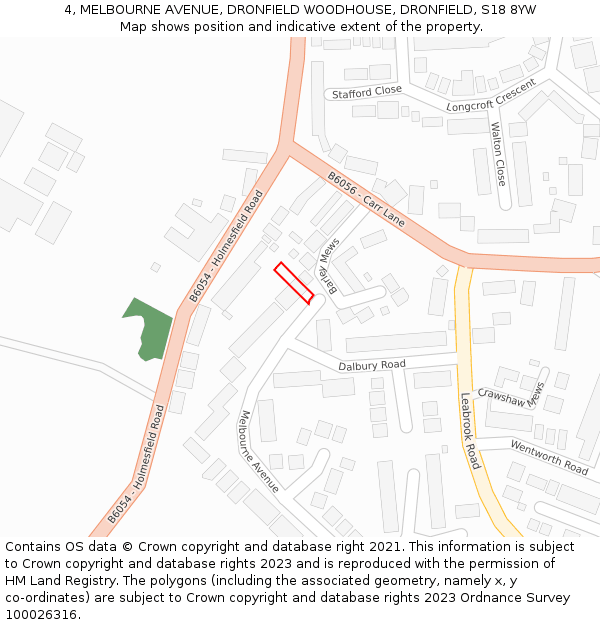 4, MELBOURNE AVENUE, DRONFIELD WOODHOUSE, DRONFIELD, S18 8YW: Location map and indicative extent of plot