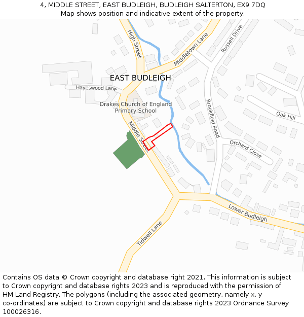 4, MIDDLE STREET, EAST BUDLEIGH, BUDLEIGH SALTERTON, EX9 7DQ: Location map and indicative extent of plot