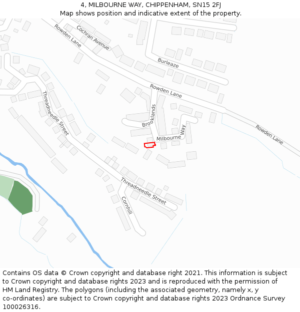4, MILBOURNE WAY, CHIPPENHAM, SN15 2FJ: Location map and indicative extent of plot