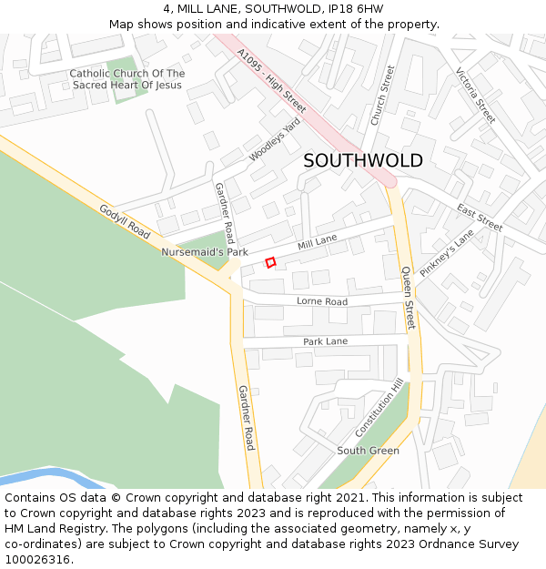 4, MILL LANE, SOUTHWOLD, IP18 6HW: Location map and indicative extent of plot