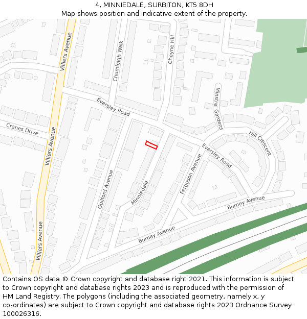 4, MINNIEDALE, SURBITON, KT5 8DH: Location map and indicative extent of plot