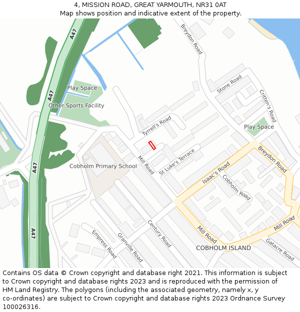 4, MISSION ROAD, GREAT YARMOUTH, NR31 0AT: Location map and indicative extent of plot