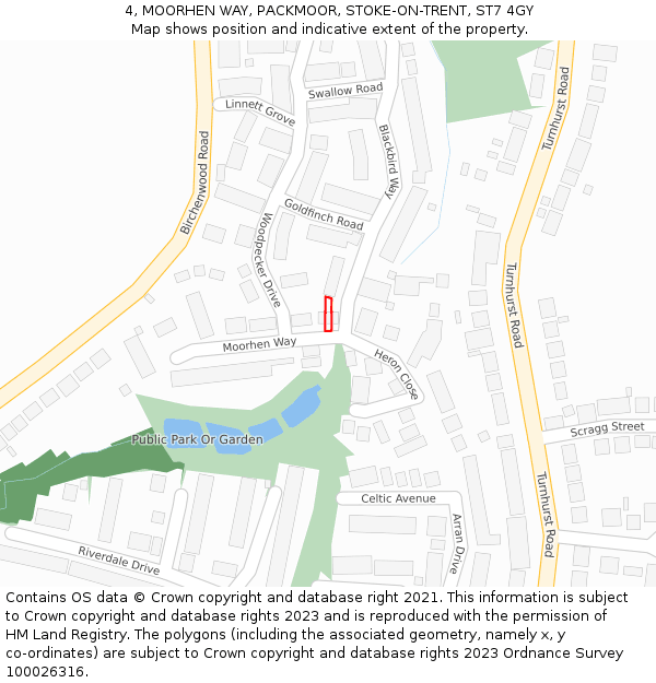 4, MOORHEN WAY, PACKMOOR, STOKE-ON-TRENT, ST7 4GY: Location map and indicative extent of plot