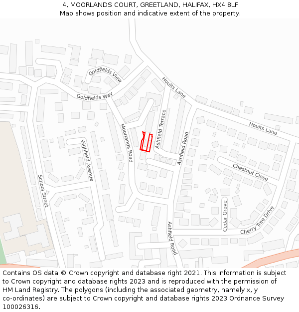 4, MOORLANDS COURT, GREETLAND, HALIFAX, HX4 8LF: Location map and indicative extent of plot