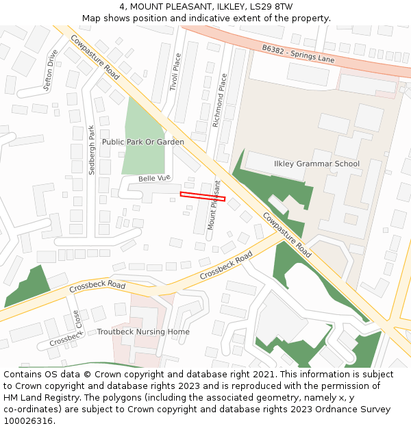 4, MOUNT PLEASANT, ILKLEY, LS29 8TW: Location map and indicative extent of plot