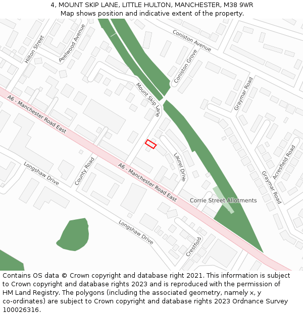 4, MOUNT SKIP LANE, LITTLE HULTON, MANCHESTER, M38 9WR: Location map and indicative extent of plot