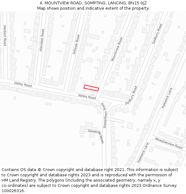 4, MOUNTVIEW ROAD, SOMPTING, LANCING, BN15 0JZ: Location map and indicative extent of plot
