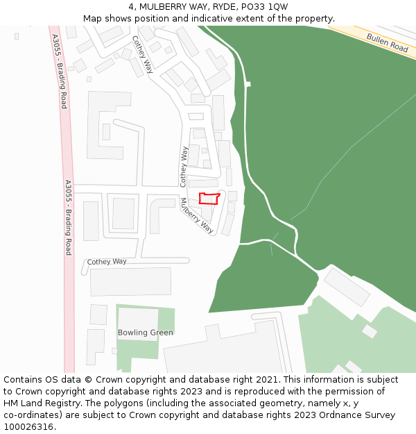 4, MULBERRY WAY, RYDE, PO33 1QW: Location map and indicative extent of plot