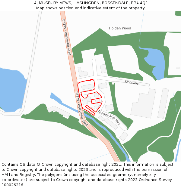 4, MUSBURY MEWS, HASLINGDEN, ROSSENDALE, BB4 4QF: Location map and indicative extent of plot