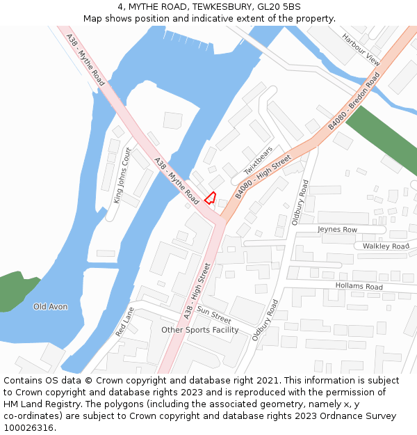 4, MYTHE ROAD, TEWKESBURY, GL20 5BS: Location map and indicative extent of plot