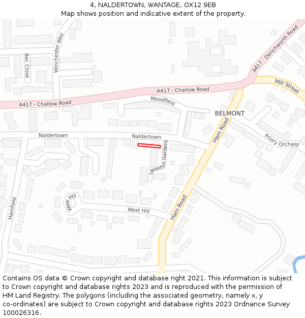 4, NALDERTOWN, WANTAGE, OX12 9EB: Location map and indicative extent of plot