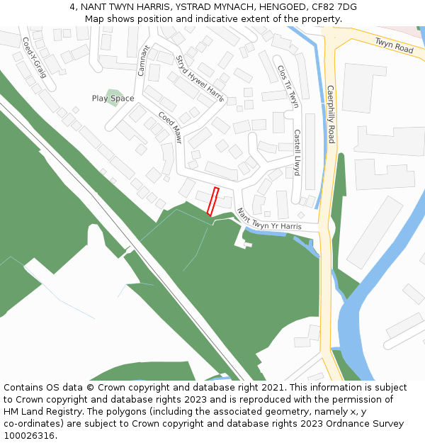 4, NANT TWYN HARRIS, YSTRAD MYNACH, HENGOED, CF82 7DG: Location map and indicative extent of plot