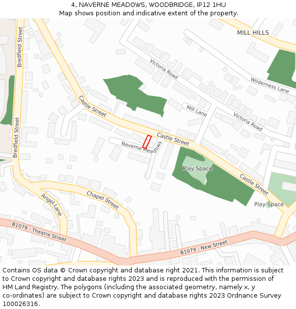 4, NAVERNE MEADOWS, WOODBRIDGE, IP12 1HU: Location map and indicative extent of plot