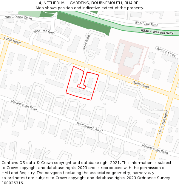 4, NETHERHALL GARDENS, BOURNEMOUTH, BH4 9EL: Location map and indicative extent of plot