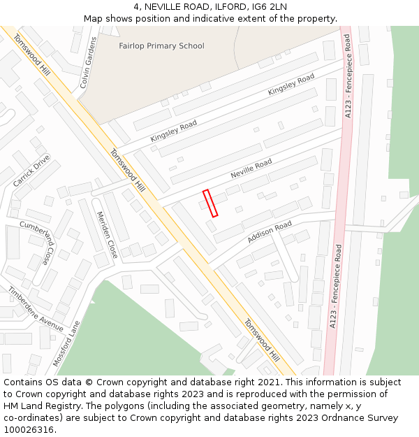 4, NEVILLE ROAD, ILFORD, IG6 2LN: Location map and indicative extent of plot