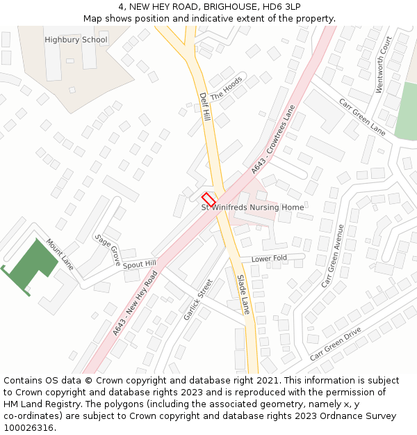 4, NEW HEY ROAD, BRIGHOUSE, HD6 3LP: Location map and indicative extent of plot