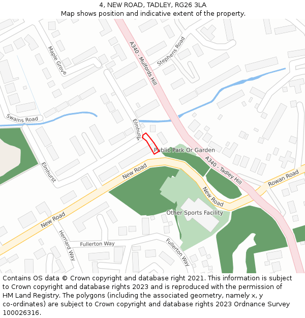 4, NEW ROAD, TADLEY, RG26 3LA: Location map and indicative extent of plot