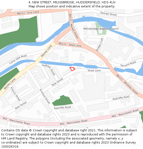 4, NEW STREET, MILNSBRIDGE, HUDDERSFIELD, HD3 4LN: Location map and indicative extent of plot