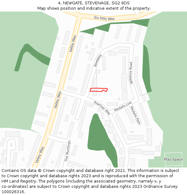 4, NEWGATE, STEVENAGE, SG2 9DS: Location map and indicative extent of plot