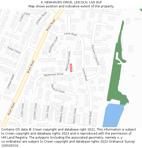 4, NEWHAVEN DRIVE, LINCOLN, LN5 9UF: Location map and indicative extent of plot