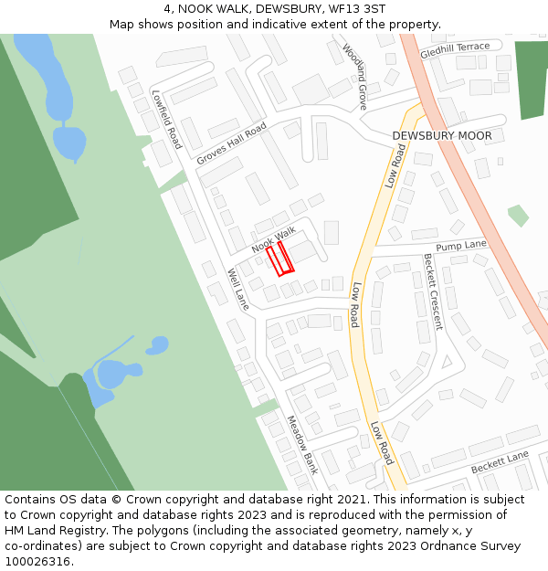 4, NOOK WALK, DEWSBURY, WF13 3ST: Location map and indicative extent of plot