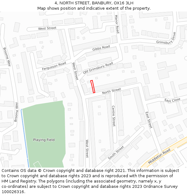 4, NORTH STREET, BANBURY, OX16 3LH: Location map and indicative extent of plot