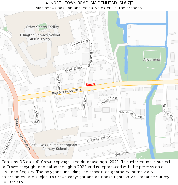4, NORTH TOWN ROAD, MAIDENHEAD, SL6 7JF: Location map and indicative extent of plot