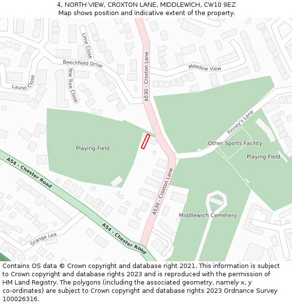 4, NORTH VIEW, CROXTON LANE, MIDDLEWICH, CW10 9EZ: Location map and indicative extent of plot