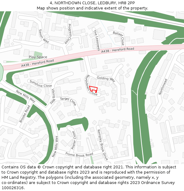 4, NORTHDOWN CLOSE, LEDBURY, HR8 2PP: Location map and indicative extent of plot