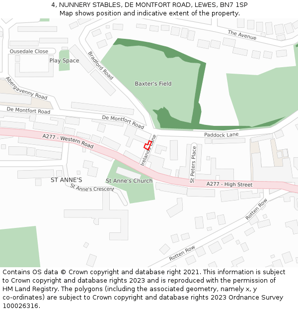 4, NUNNERY STABLES, DE MONTFORT ROAD, LEWES, BN7 1SP: Location map and indicative extent of plot