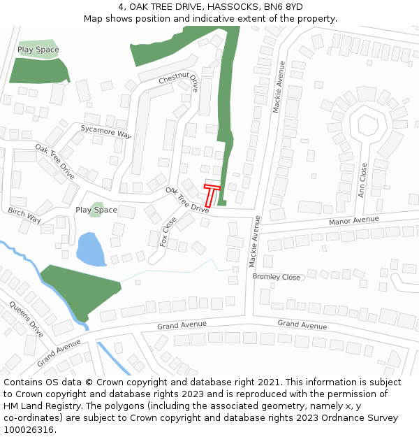 4, OAK TREE DRIVE, HASSOCKS, BN6 8YD: Location map and indicative extent of plot