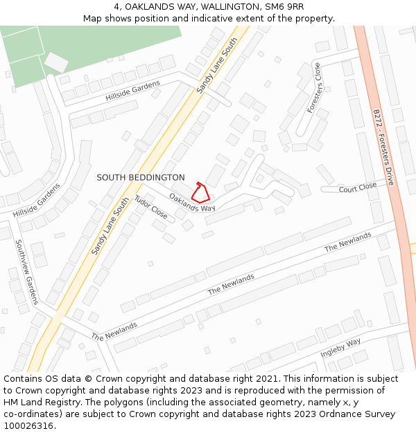 4, OAKLANDS WAY, WALLINGTON, SM6 9RR: Location map and indicative extent of plot