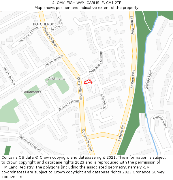 4, OAKLEIGH WAY, CARLISLE, CA1 2TE: Location map and indicative extent of plot