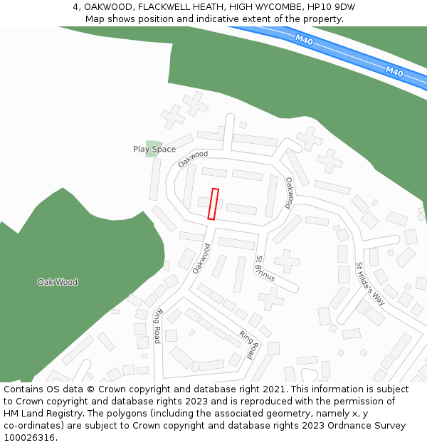 4, OAKWOOD, FLACKWELL HEATH, HIGH WYCOMBE, HP10 9DW: Location map and indicative extent of plot