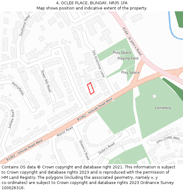 4, OCLEE PLACE, BUNGAY, NR35 1FA: Location map and indicative extent of plot