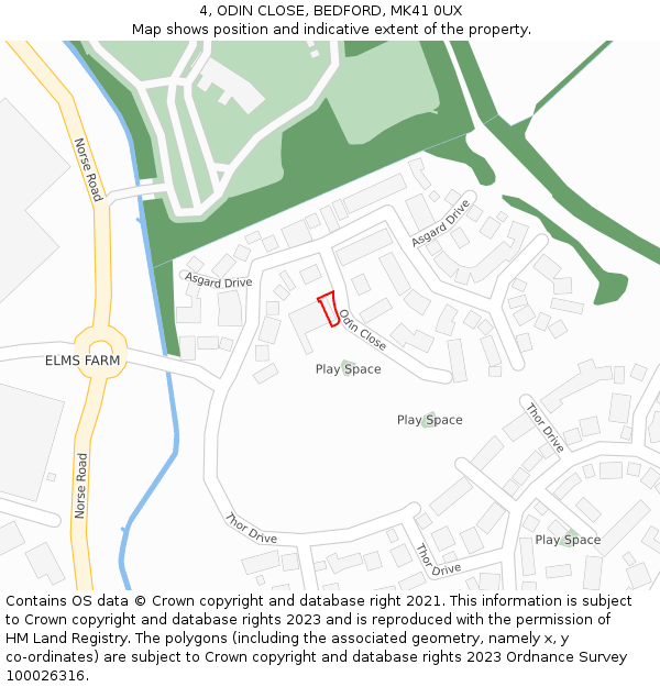4, ODIN CLOSE, BEDFORD, MK41 0UX: Location map and indicative extent of plot