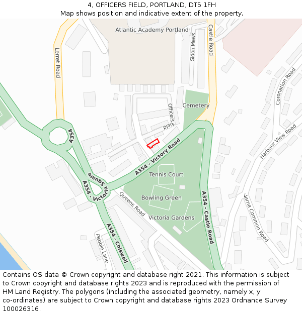 4, OFFICERS FIELD, PORTLAND, DT5 1FH: Location map and indicative extent of plot