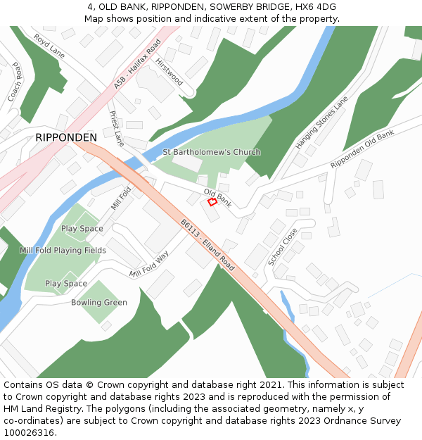 4, OLD BANK, RIPPONDEN, SOWERBY BRIDGE, HX6 4DG: Location map and indicative extent of plot
