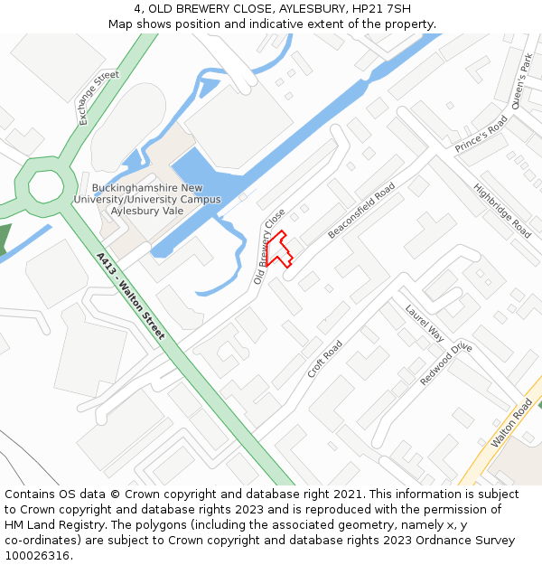 4, OLD BREWERY CLOSE, AYLESBURY, HP21 7SH: Location map and indicative extent of plot