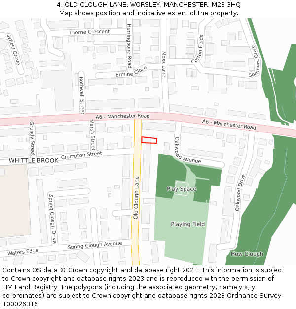 4, OLD CLOUGH LANE, WORSLEY, MANCHESTER, M28 3HQ: Location map and indicative extent of plot