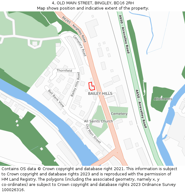 4, OLD MAIN STREET, BINGLEY, BD16 2RH: Location map and indicative extent of plot