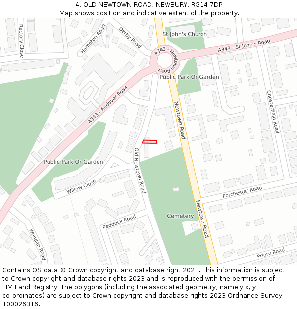 4, OLD NEWTOWN ROAD, NEWBURY, RG14 7DP: Location map and indicative extent of plot