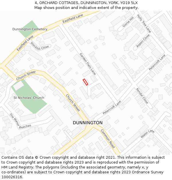 4, ORCHARD COTTAGES, DUNNINGTON, YORK, YO19 5LX: Location map and indicative extent of plot